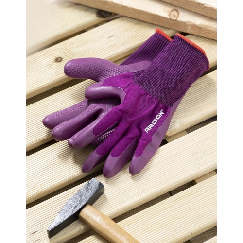 ARDON®GREEN TOUCH dipped gloves - with sales label Pink