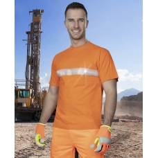 T-shirt ARDON®XAVER short sleeve, orange, reflective stripe Orange