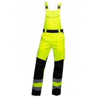 Nohavice s náprsenkou ARDON®SIGNAL+ žlto-čierne predĺžené S 