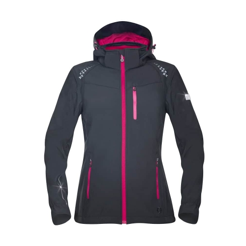 Bunda softshell ARDON®FLORET dámska, čierna (ružové zipsy) XS