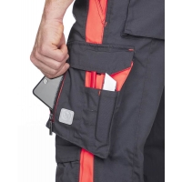 Pants with bib ARDON®NEON grey-red, shortened Red