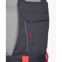 Pants with bib ARDON®NEON grey-red, shortened Red