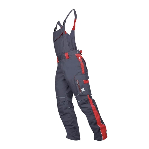 Nohavice s náprsenkou ARDON®NEON predĺžené sivo-červené