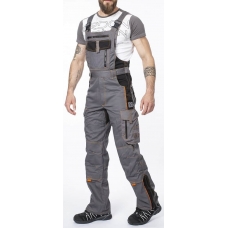 Pants with bib ARDON®VISION 03 grey-orange, extended Gray