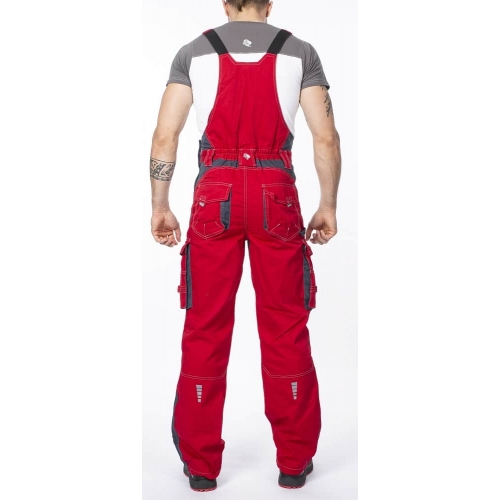 Nohavice s náprsenkou ARDON®VISION 03 červeno-sivé, predĺžené