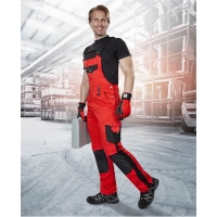 Nohavice s náprsenkou ARDON®PRE100 03 červeno-čierne