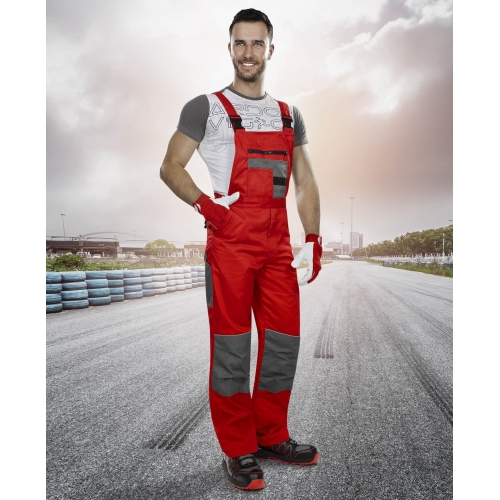 Pants with bib ARDON®2STRONG red-grey Red