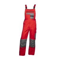 Pants with bib ARDON®2STRONG red-grey Red