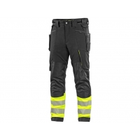 Nohavice CXS NAOS HV, pánske, čierno-žlté Hi-Vis, reflexné pruhy, veľ. 