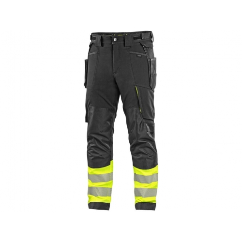 Nohavice CXS NAOS HV, pánske, čierno-žlté Hi-Vis, reflexné pruhy, veľ. 