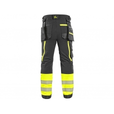 Nohavice CXS NAOS HV, pánske, čierno-žlté Hi-Vis, reflexné pruhy, veľ. 