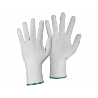 Rukavice CXS TEWI, textilné s PVC terčíkmi, biele