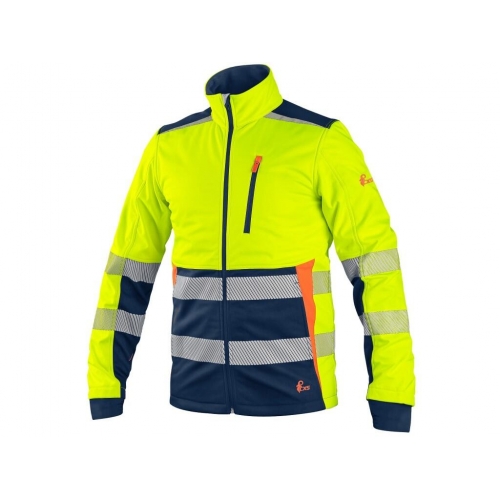 Bunda CXS BENSON, výstražná, softshell, pánska, žlto-modrá, veľ. 
