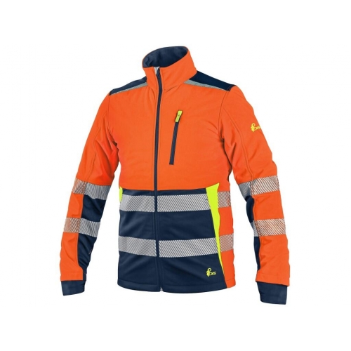 Bunda CXS BENSON, výstražná, softshell, pánska, oranžovo-modrá, veľ. 