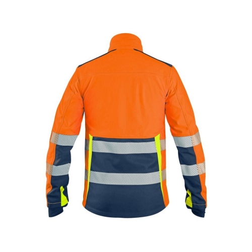 Bunda CXS BENSON, výstražná, softshell, pánska, oranžovo-modrá, veľ. 