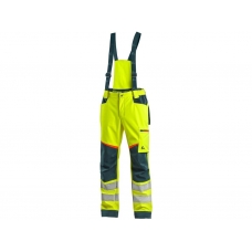 Nohavice CXS BEDFORD, výstražné, pánske, softshell, žlto-petrolová, veľ. 