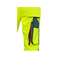 Nohavice CXS BEDFORD, výstražné, pánske, softshell, žlto-petrolová, veľ. 