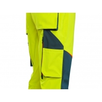 Nohavice CXS BEDFORD, výstražné, pánske, softshell, žlto-petrolová, veľ. 