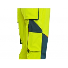 Nohavice CXS BEDFORD, výstražné, pánske, softshell, žlto-petrolová, veľ. 