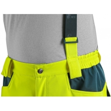 Nohavice CXS BEDFORD, výstražné, pánske, softshell, žlto-petrolová, veľ. 