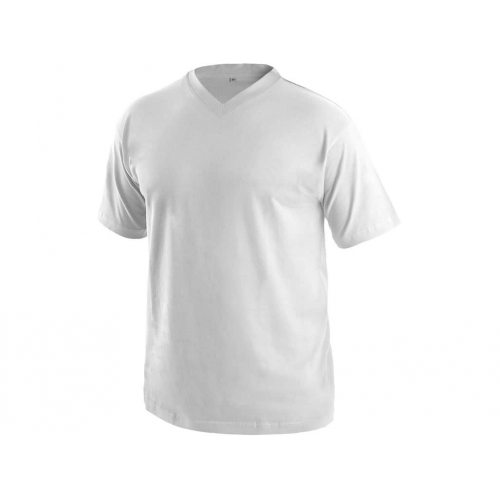 Tričko s krátkym rukávom DALTON, výstrih do V, biele