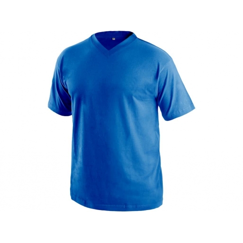 Tričko s krátkym rukávom DALTON, výstrih do V, modré