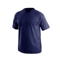 Tričko s krátkym rukávom DALTON, výstrih do V, tmavo modré