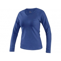T-shirt CXS MARY, ladies, V-neck, long sleeves, medium blue