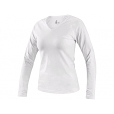 T-shirt CXS MARY, ladies, v-neck, long sleeves, white