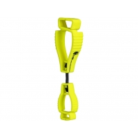 Clip for hanging small items on clothing, reflective yellow