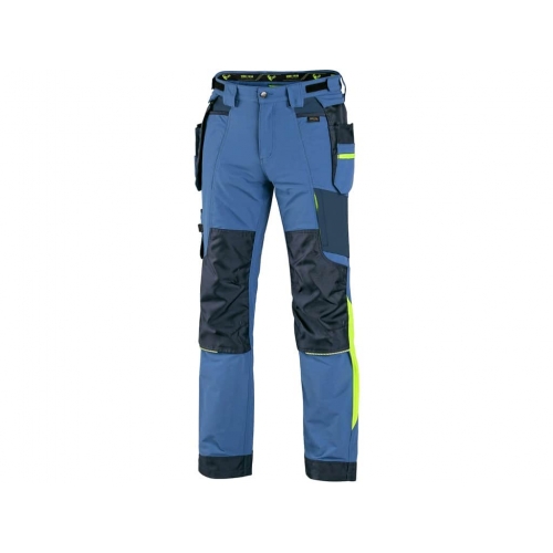 CXS NAOS men's trousers, blue-blue, HV yellow accessories