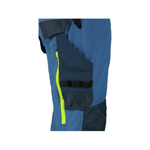 CXS NAOS men's trousers, blue-blue, HV yellow accessories