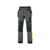 CXS NAOS men's trousers, grey-black, HV yellow accessories