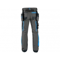 CXS NAOS men's trousers, grey-black, HV blue accessories