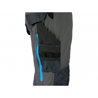 CXS NAOS men's trousers, grey-black, HV blue accessories