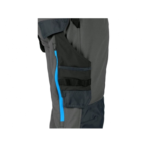 Nohavice CXS NAOS pánske, šedo-čierne, HV modré doplnky