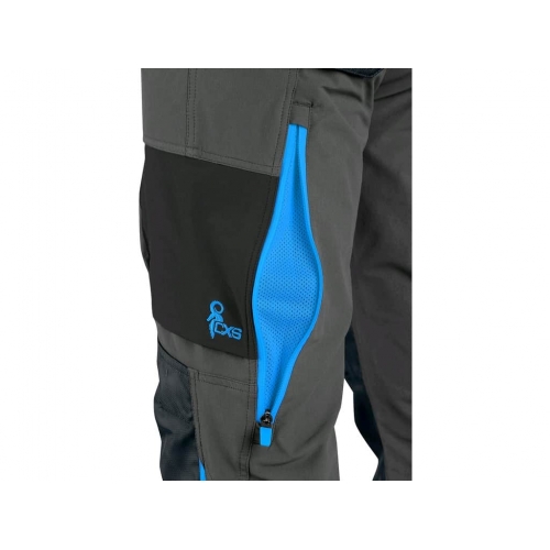 CXS NAOS men's trousers, grey-black, HV blue accessories