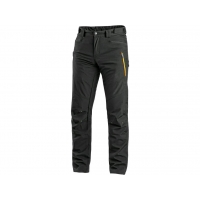 CXS AKRON softshell trousers, black with HV yellow/orange accessories