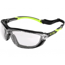 CXS Margay goggles, black-green, clear pattern