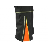 CXS TRENTON winter softshell trousers for children, black with HV yellow/orange accessories