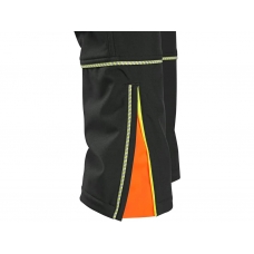 CXS TRENTON winter softshell trousers for children, black with HV yellow/orange accessories