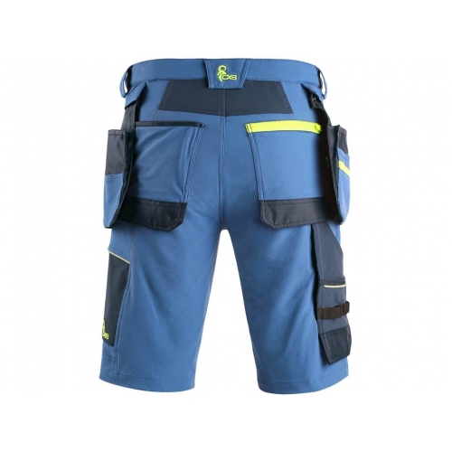 CXS NAOS men's shorts, blue-blue, HV yellow accessories