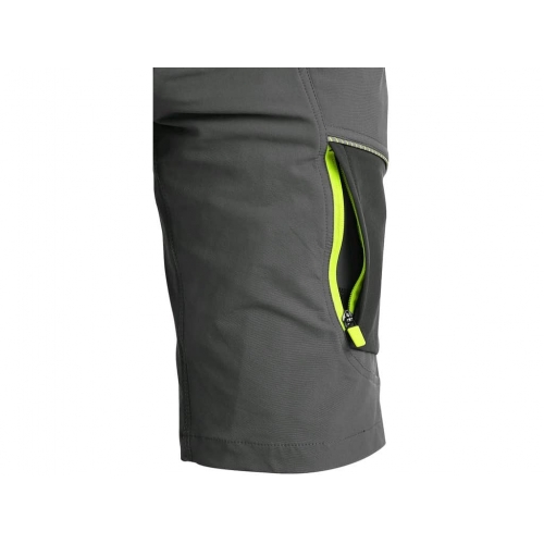 CXS NAOS men's shorts, grey-black, HV yellow accessories