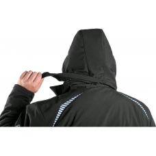 Bunda CXS NORFOLK, zimná, pánska, čierna s HV modro/červenými doplnkami