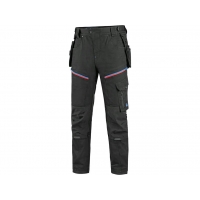 CXS LEONIS trousers, men's, black with blue/red accessories
