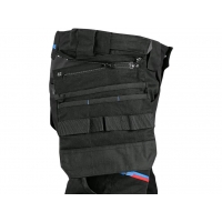 Nohavice CXS LEONIS, pánske, čierne s modro/červenými doplnkami