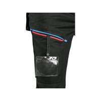 Nohavice CXS LEONIS, pánske, čierne s modro/červenými doplnkami