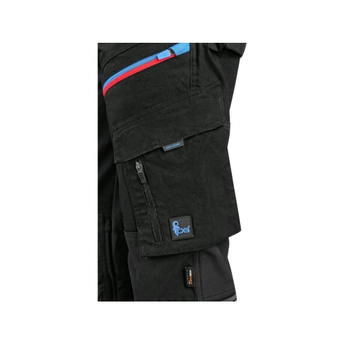 CXS LEONIS trousers, men's, black with blue/red accessories