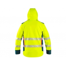 Bunda CXS BEDFORD, výstražná, pánská, softshell, žluto-petrolová