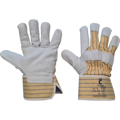 Cow grain gloves cuff 7cm yellow 